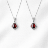  Ornate Crimson Zirconia Pendant S925 Necklace - friendship necklace gift from Bestie Keepsake