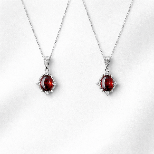  Ornate Crimson Zirconia Pendant S925 Necklace - friendship necklace gift from Bestie Keepsake