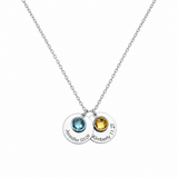  Personalized Birthstone & Engraved Disc Charm Necklace - friendship necklace gift from Bestie Keepsake