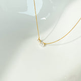  Dainty Pearl & Zirconia 925 Sterling Silver Necklace - friendship necklace gift from Bestie Keepsake
