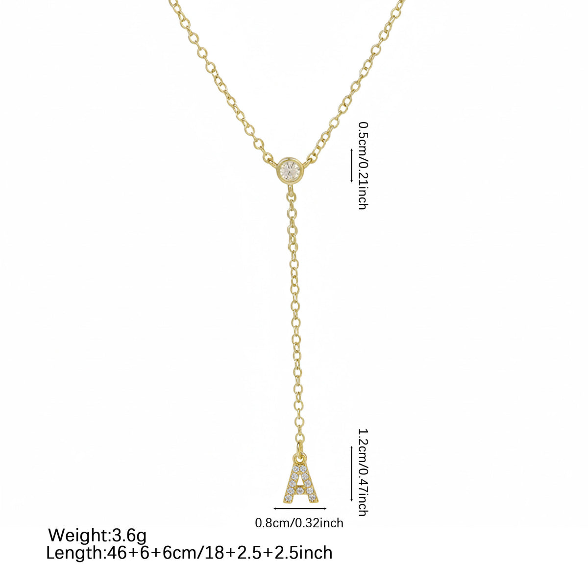  Pavé Initial Lariat Necklace Brass - friendship necklace gift from Bestie Keepsake