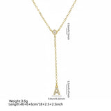  Pavé Initial Lariat Necklace Brass - friendship necklace gift from Bestie Keepsake