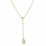  Pavé Initial Lariat Necklace Brass - friendship necklace gift from Bestie Keepsake