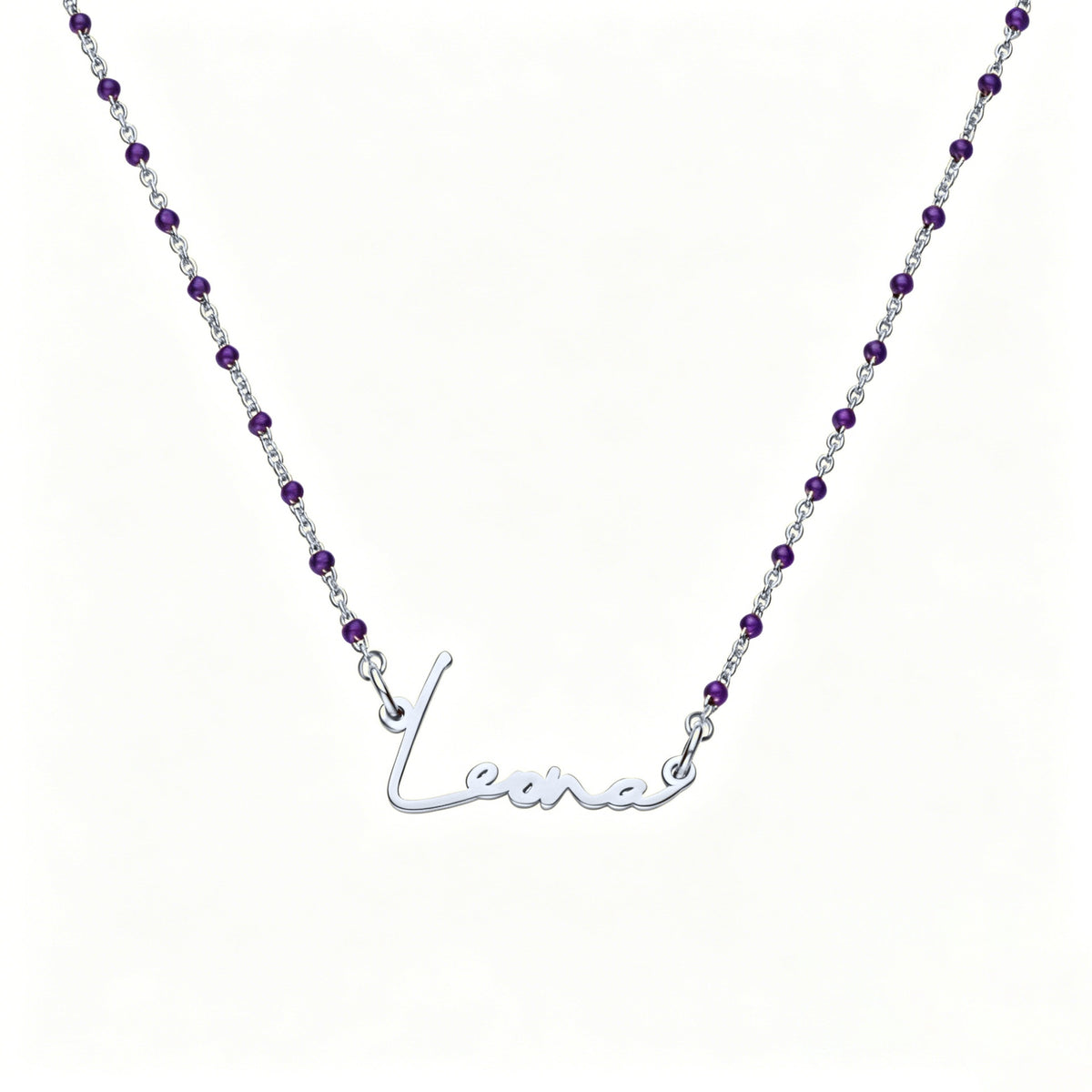  Script Name Beaded Rosary Necklace in Stainless Steel - friendship necklace gift from Bestie Keepsake