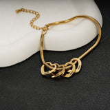  Heart Charm Snake Chain Bracelet in Stainless Steel - friendship necklace gift from Bestie Keepsake