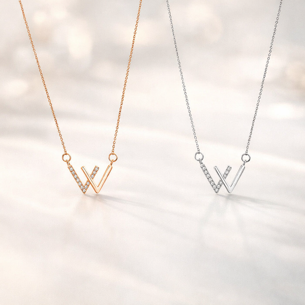  Pavé Initial W Pendant Necklace - friendship necklace gift from Bestie Keepsake
