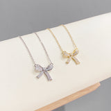  Sparkling Bow Cubic Zirconia Necklace - friendship necklace gift from Bestie Keepsake