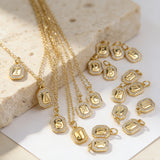  Ornate Initial Octagon Pendant Necklace in Gold Plated - friendship necklace gift from Bestie Keepsake