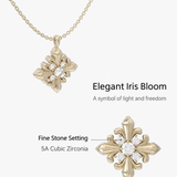  Ornate Fleur-de-lis Pendant Necklace with Cubic Zirconia - friendship necklace gift from Bestie Keepsake