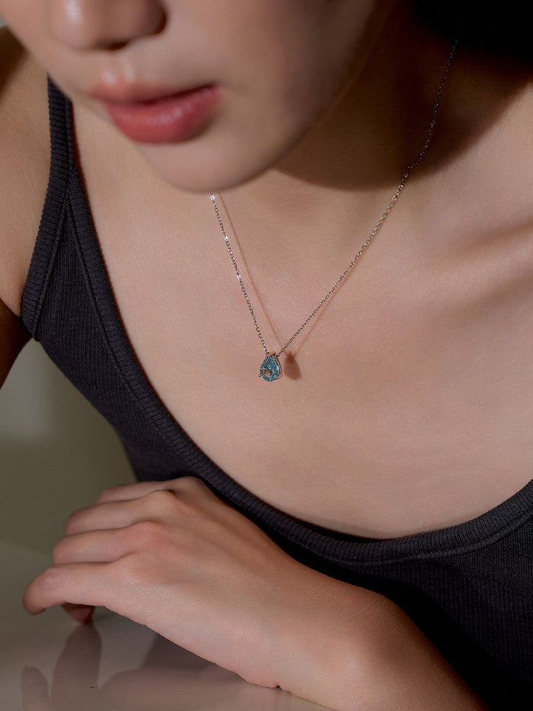  Teardrop Zircon Necklace in Sterling Silver - friendship necklace gift from Bestie Keepsake
