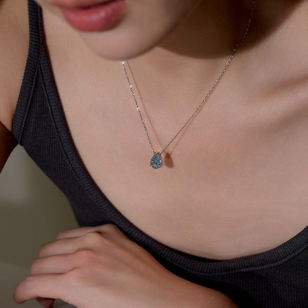  Teardrop Zircon Necklace in Sterling Silver - friendship necklace gift from Bestie Keepsake