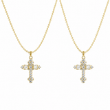  Ornate Petal Cross Pendant Necklace with Mother of Pearl - friendship necklace gift from Bestie Keepsake