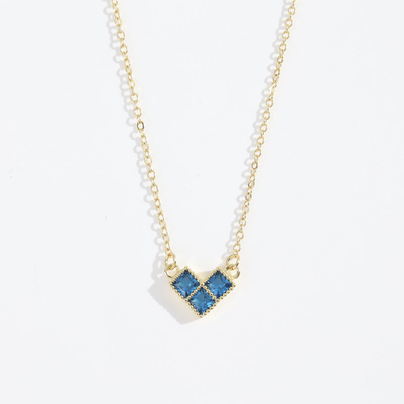  Geometric Heart Birthstone Necklace Stainless Steel - friendship necklace gift from Bestie Keepsake