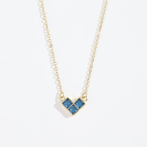  Geometric Heart Birthstone Necklace Stainless Steel - friendship necklace gift from Bestie Keepsake