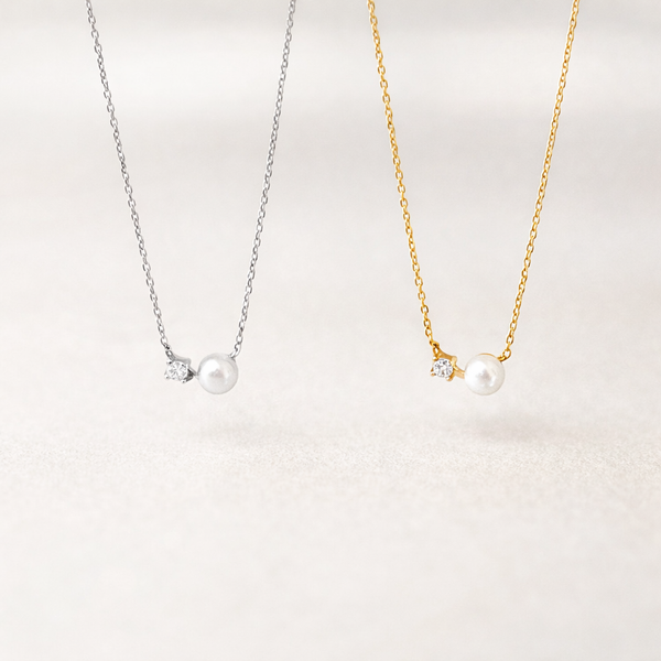  Dainty Pearl & Zirconia 925 Sterling Silver Necklace - friendship necklace gift from Bestie Keepsake