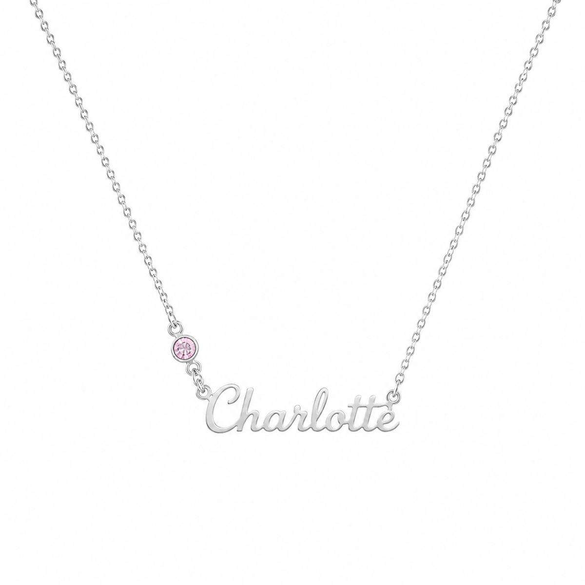  Personalized Script Name & Birthstone Necklace in Stainless Steel - friendship necklace gift from Bestie Keepsake