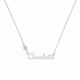  Personalized Script Name & Birthstone Necklace in Stainless Steel - friendship necklace gift from Bestie Keepsake