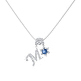  Pavé Initial and Blue Crystal Bloom Necklace - friendship necklace gift from Bestie Keepsake