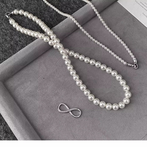  Infinity Clasp Mixed Pearl and Bead Necklace - friendship necklace gift from Bestie Keepsake