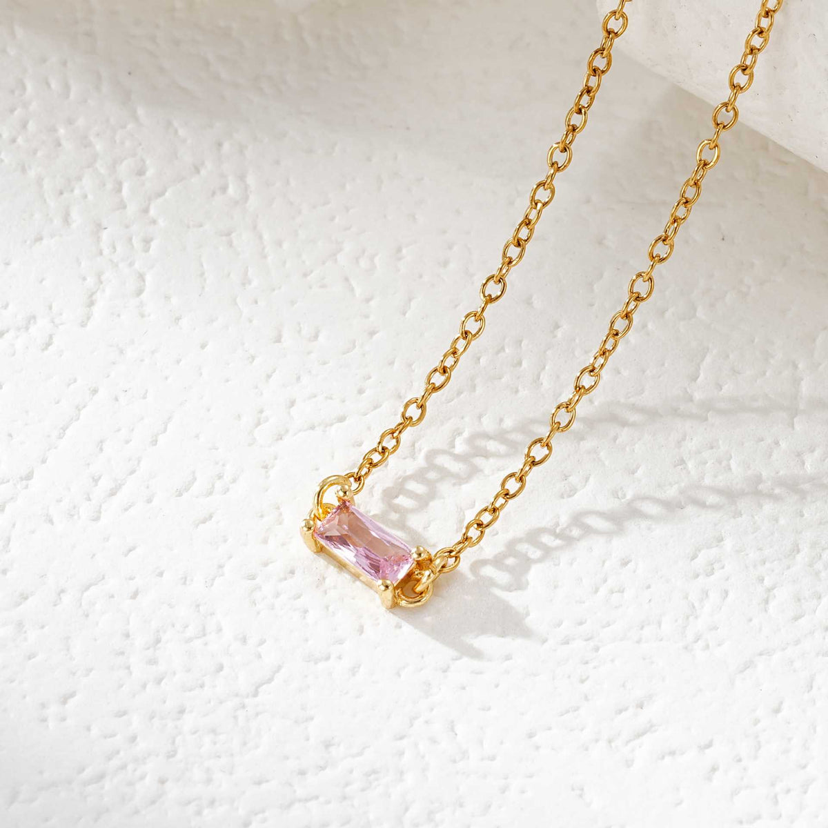  Baguette Cut Birthstone Necklace Stainless Steel - friendship necklace gift from Bestie Keepsake