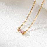  Baguette Cut Birthstone Necklace Stainless Steel - friendship necklace gift from Bestie Keepsake