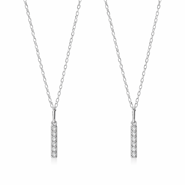  Pave Slender Bar Necklace in 925 Sterling Silver - friendship necklace gift from Bestie Keepsake
