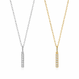  Pave Slender Bar Necklace in 925 Sterling Silver - friendship necklace gift from Bestie Keepsake