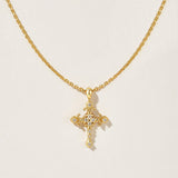  Ornate Iris Cross Pendant Necklace in 925 Sterling Silver - friendship necklace gift from Bestie Keepsake