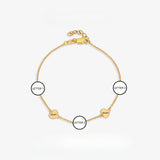  Dainty Initial & Heart Stone Bracelet in 18K Gold Plated S925 Silver - friendship necklace gift from Bestie Keepsake