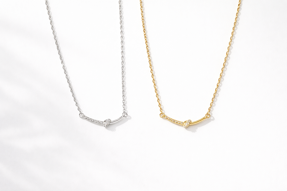  Dainty Twisted Bar Necklace in S925 Sterling Silver - friendship necklace gift from Bestie Keepsake