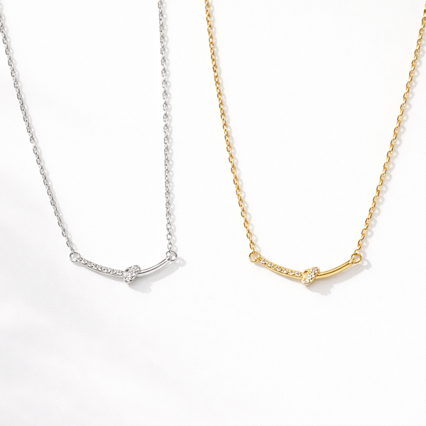  Dainty Twisted Bar Necklace in S925 Sterling Silver - friendship necklace gift from Bestie Keepsake