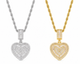  Iced Baguette Heart Pendant Necklace in Copper - friendship necklace gift from Bestie Keepsake
