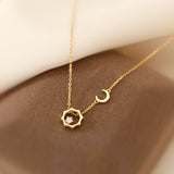  Celestial Sun and Moon Octagon Necklace Sterling Silver - friendship necklace gift from Bestie Keepsake