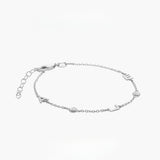  Dainty Initial & Heart Stone Bracelet in 18K Gold Plated S925 Silver - friendship necklace gift from Bestie Keepsake