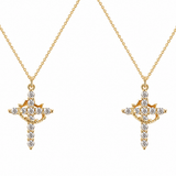  Ornate Crown Cross Spinning Ring Necklace - friendship necklace gift from Bestie Keepsake
