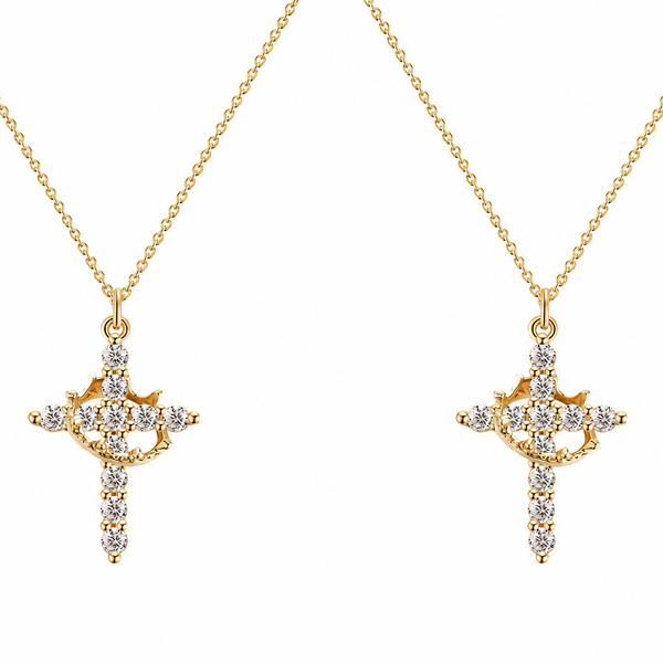  Ornate Crown Cross Spinning Ring Necklace - friendship necklace gift from Bestie Keepsake