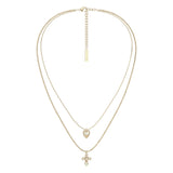  Lace Glimmer Heart & Cross Double Layer Necklace - friendship necklace gift from Bestie Keepsake