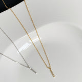  Pave Slender Bar Necklace in 925 Sterling Silver - friendship necklace gift from Bestie Keepsake