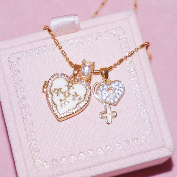  Ornate Heart Locket Pendant Necklace - friendship necklace gift from Bestie Keepsake