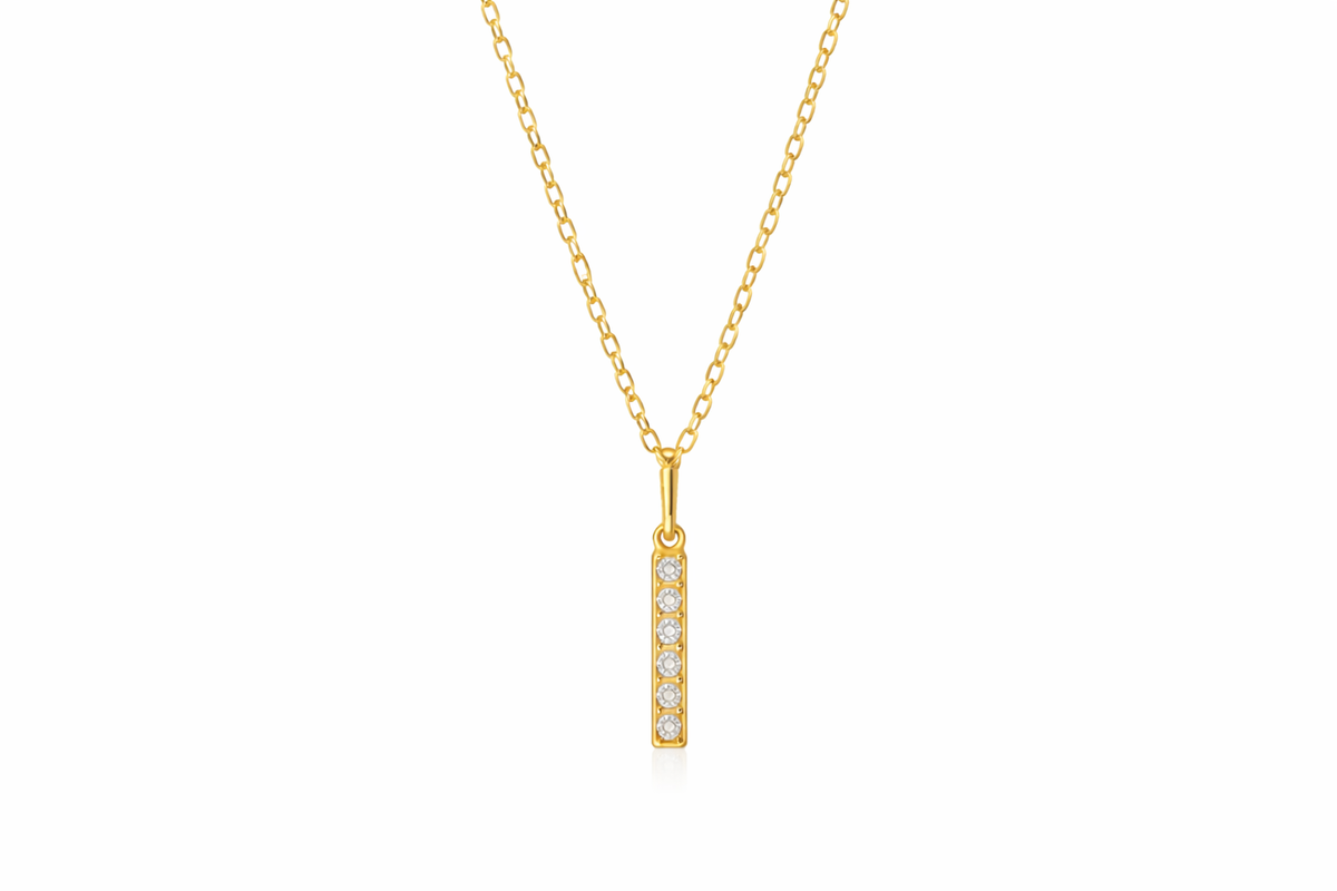  Pave Slender Bar Necklace in 925 Sterling Silver - friendship necklace gift from Bestie Keepsake