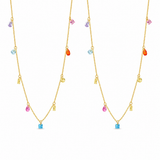 Rainbow CZ Charm Station Jewelry 18K Gold Plated - friendship necklace gift from Bestie Keepsake