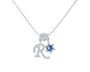  Pavé Initial and Blue Crystal Bloom Necklace - friendship necklace gift from Bestie Keepsake
