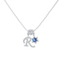  Pavé Initial and Blue Crystal Bloom Necklace - friendship necklace gift from Bestie Keepsake
