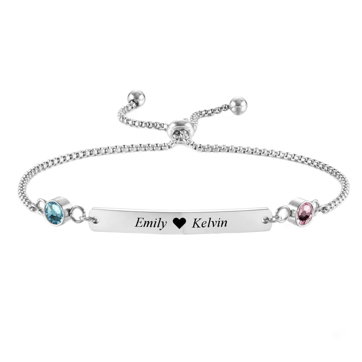  Birthstone Bar Adjustable Bracelet Stainless Steel - friendship necklace gift from Bestie Keepsake