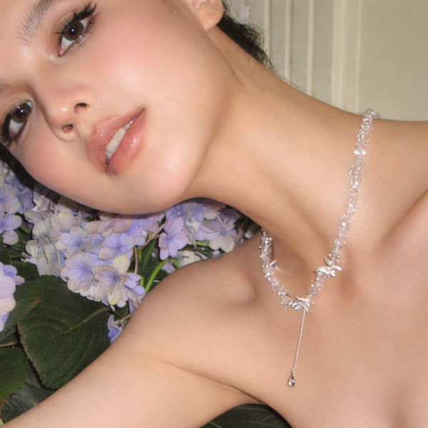  Butterfly Charm Crystal Bead Necklace - friendship necklace gift from Bestie Keepsake