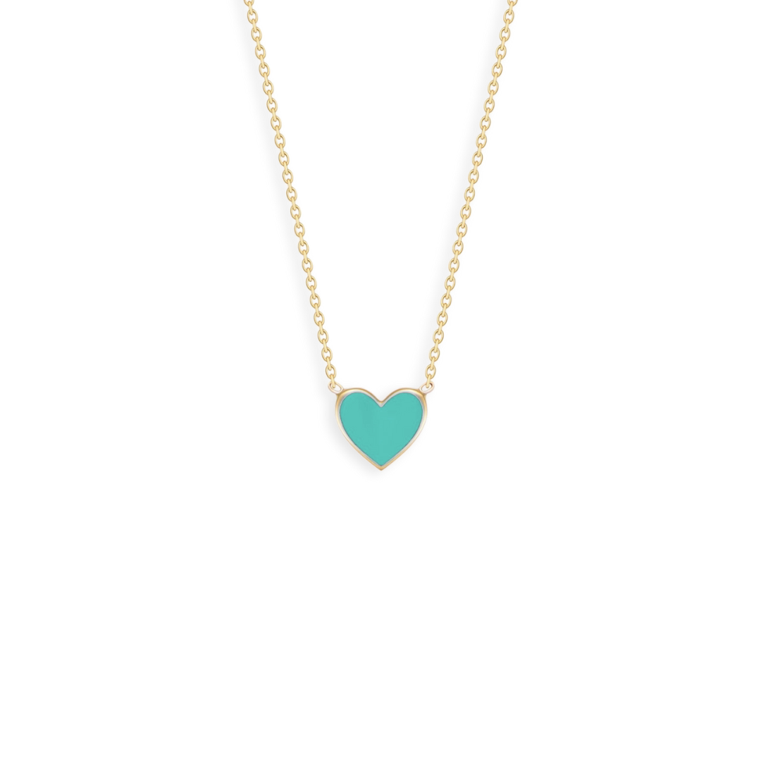  Enamel Heart Charm Necklace S925 Silver - friendship necklace gift from Bestie Keepsake