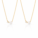  Dainty Pearl & Zirconia 925 Sterling Silver Necklace - friendship necklace gift from Bestie Keepsake