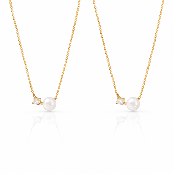  Dainty Pearl & Zirconia 925 Sterling Silver Necklace - friendship necklace gift from Bestie Keepsake