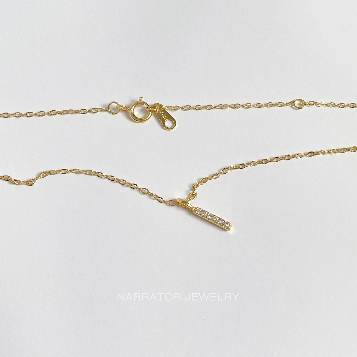  Pave Slender Bar Necklace in 925 Sterling Silver - friendship necklace gift from Bestie Keepsake