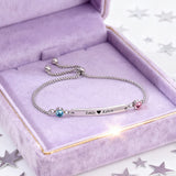  Birthstone Bar Adjustable Bracelet Stainless Steel - friendship necklace gift from Bestie Keepsake